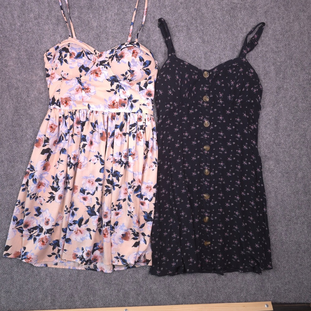 Floral Sun Dress Bundle Women M Pink Navy AE Sweetheart Neckline Dainty Feminine